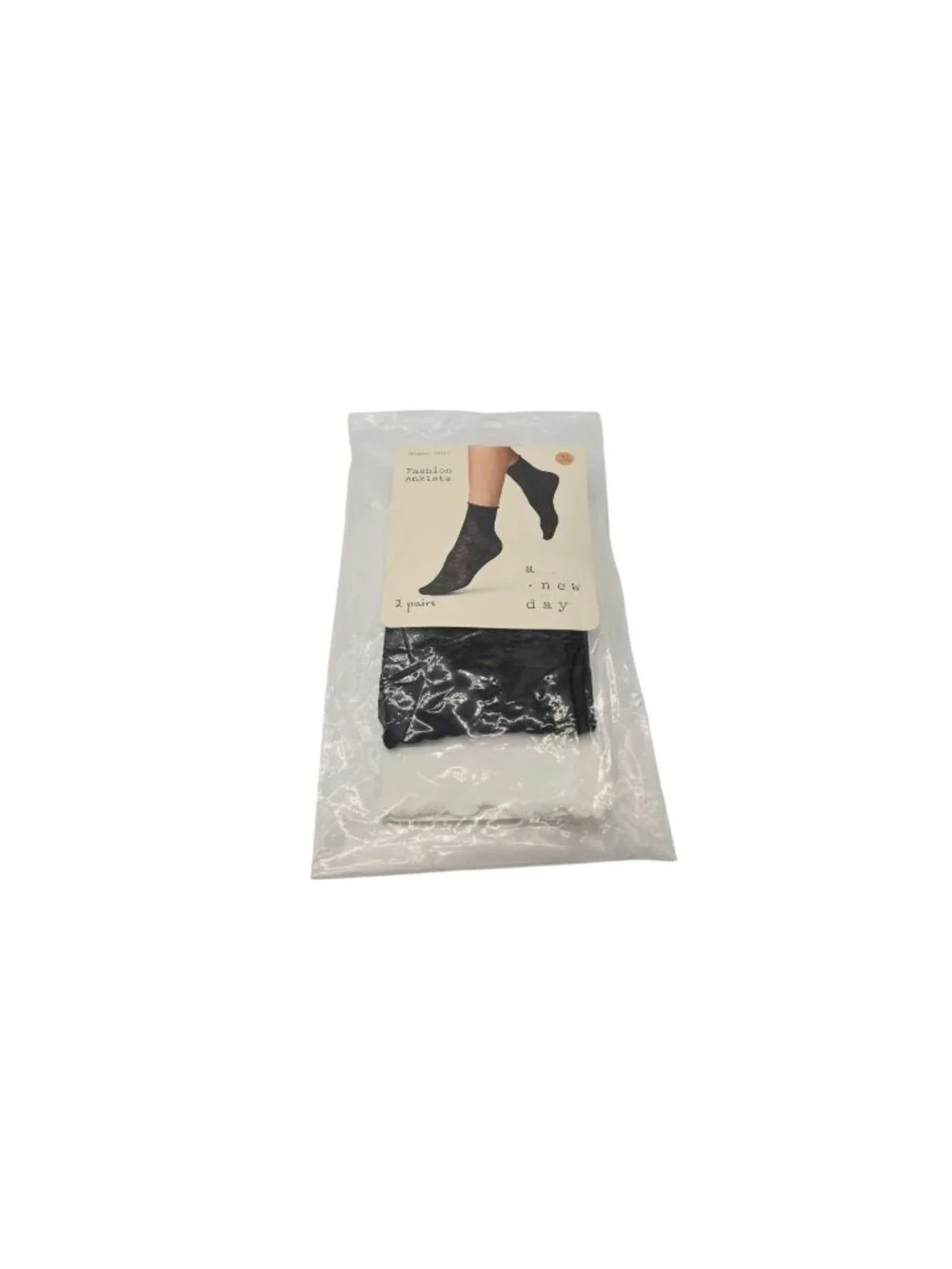 NIP A New Day Fashion Anklets 2 Pairs One Size Black White Sheer Floral Print